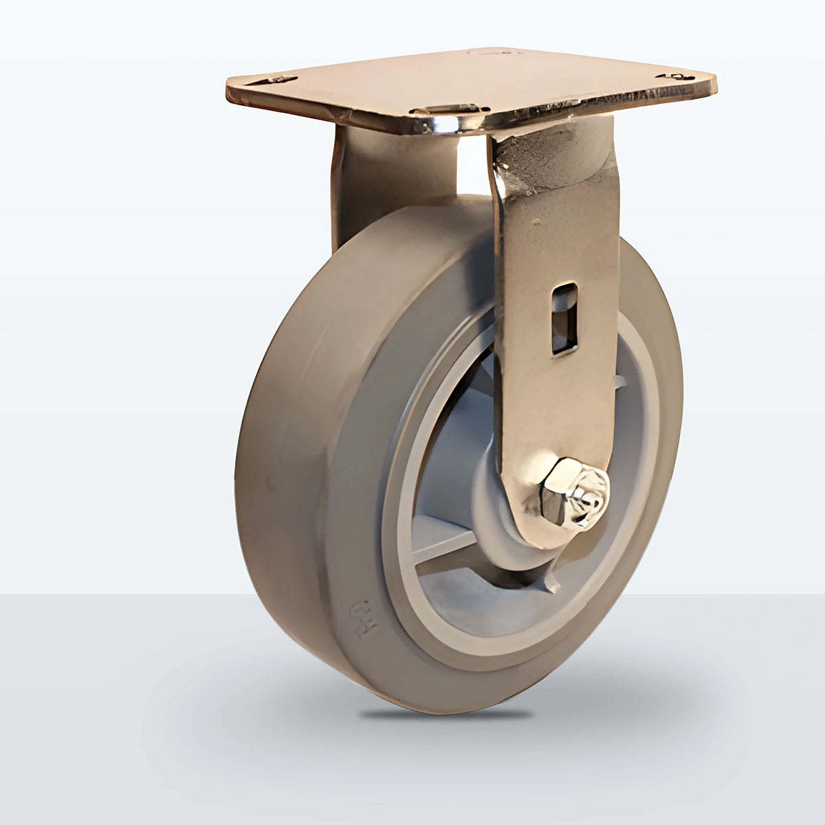 Stainless Steel 6" Thermoplastic Rubber Caster, Top Plate, 500 lb Capacity - Delrin Bearing