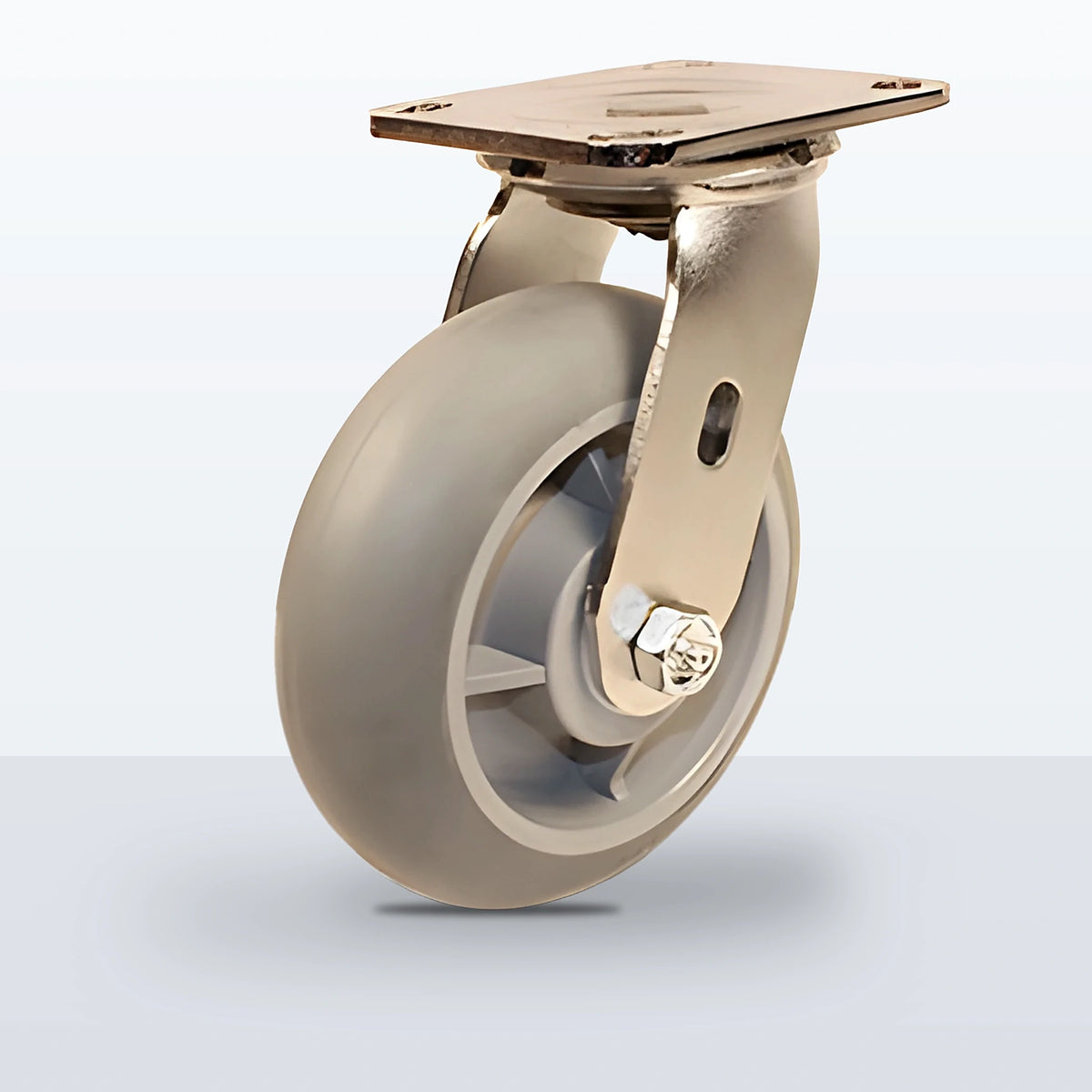 Stainless Steel 6" Thermoplastic Rubber Caster, Top Plate, 500 lb Capacity - Delrin Bearing, 4 X 4-1/2 Plate