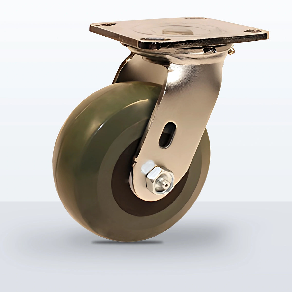 Stainless Steel 5" Premium Solid Polyurethane Caster, Top Plate, 1250 lb Capacity - Delrin Bearing