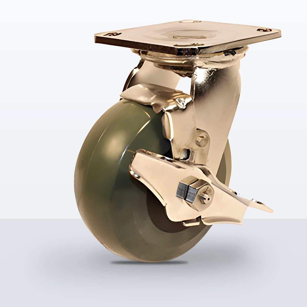 Stainless Steel 5" Premium Solid Polyurethane Caster, Top Plate, 1250 lb Capacity - Delrin Bearing