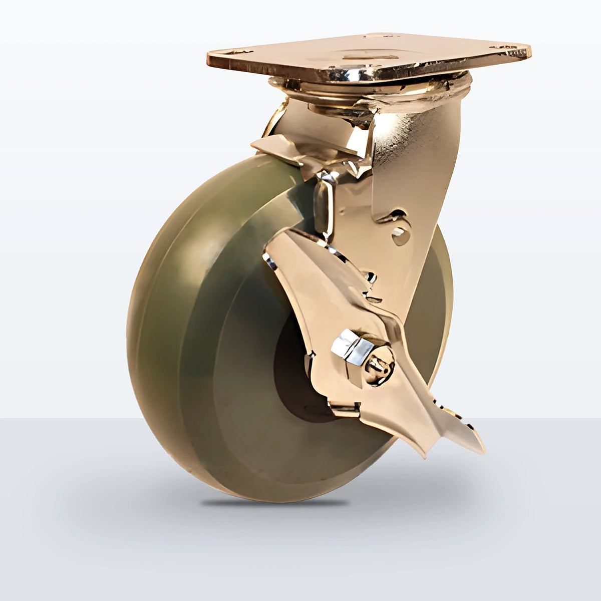 Stainless Steel 6" Premium Solid Polyurethane Caster, Top Plate, 1250 lb Capacity - Delrin Bearing