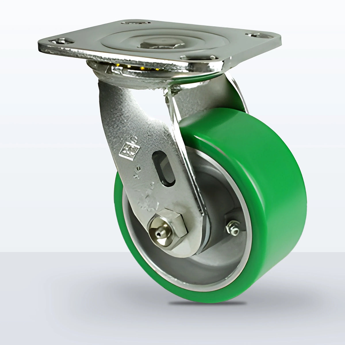 Stainless Steel 4" Polyurethane on Aluminum Caster, Top Plate, 800 lb Capacity - Delrin Bearing