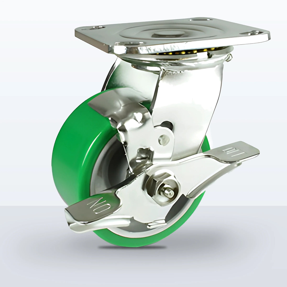 Stainless Steel 4" Polyurethane on Aluminum Caster, Top Plate, 800 lb Capacity - Delrin Bearing