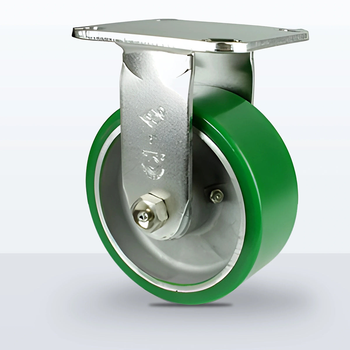 Stainless Steel 5" Polyurethane on Aluminum Caster, Top Plate, 900 lb Capacity - Delrin Bearing