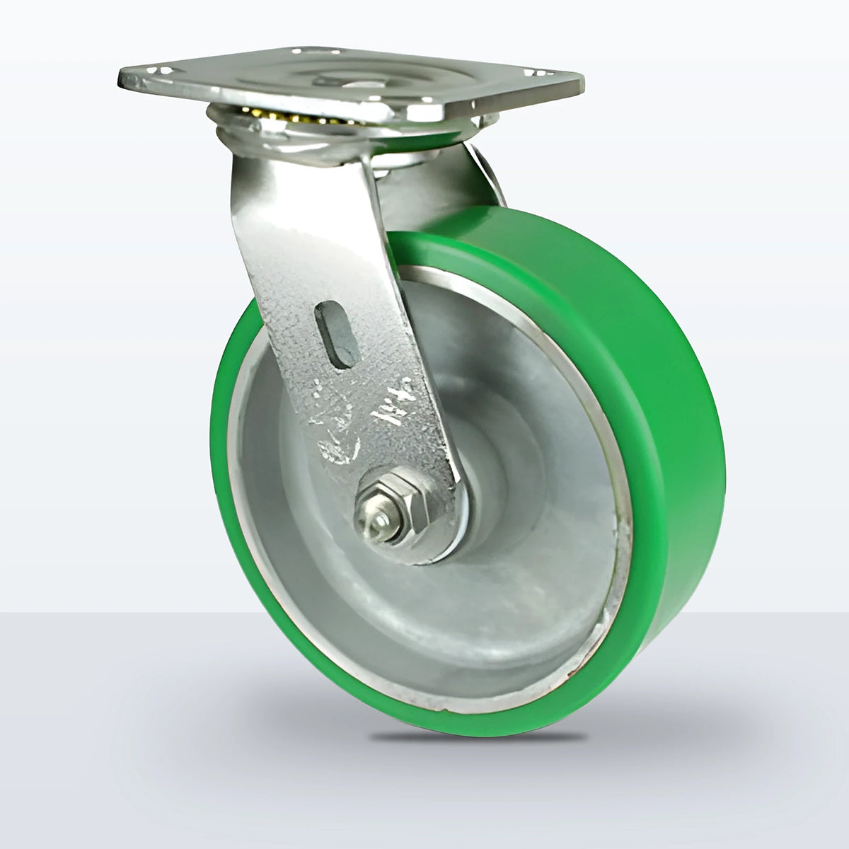 Stainless Steel 6" Polyurethane on Aluminum Caster, Top Plate, 1200 lb Capacity - Delrin Bearing