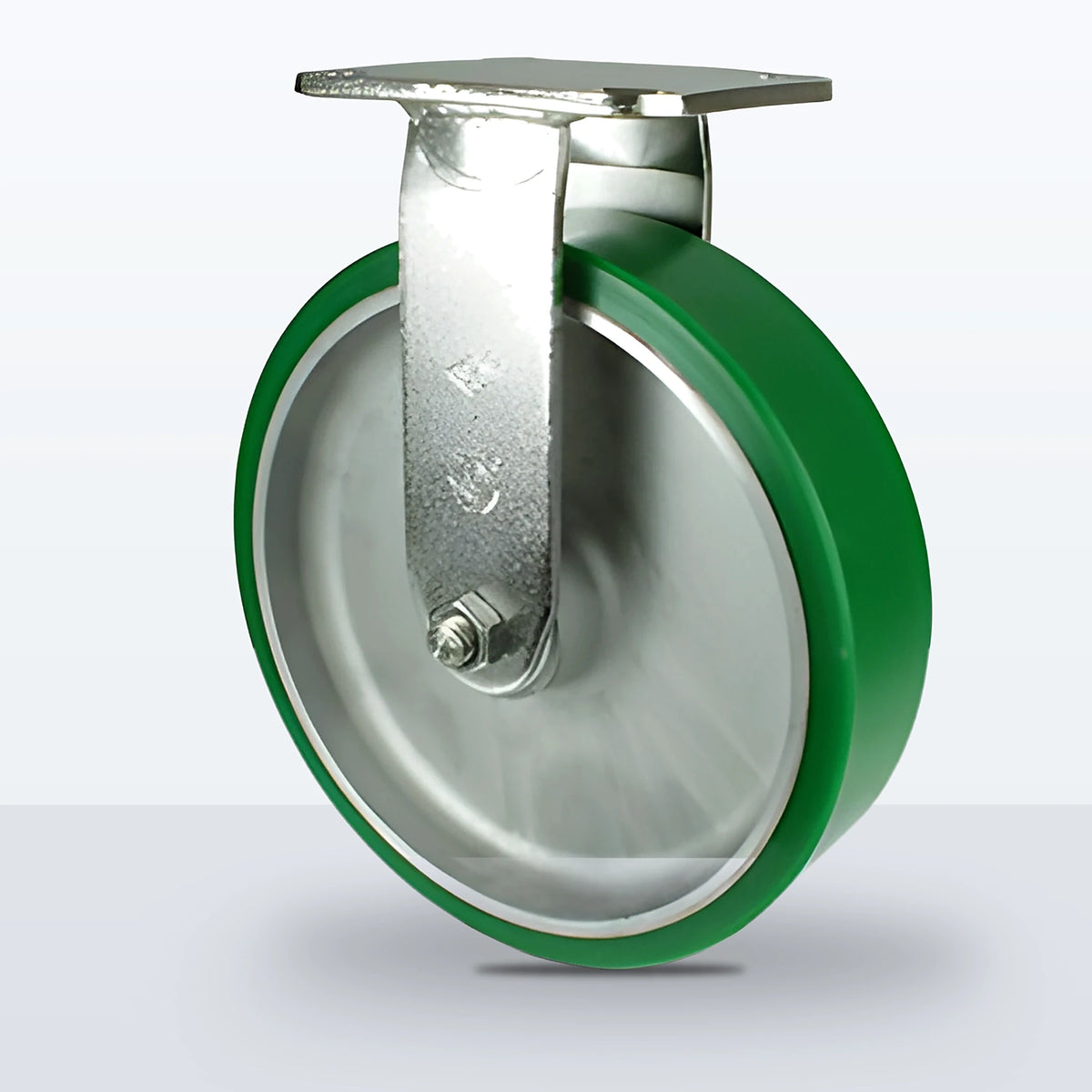 Stainless Steel 8" Polyurethane on Aluminum Caster, Top Plate, 1250 lb Capacity - Delrin Bearing