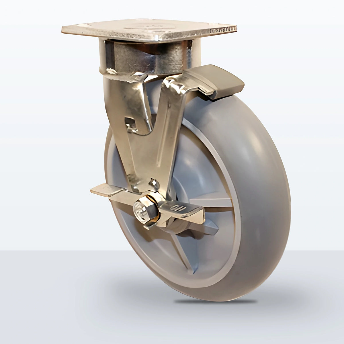 8" Thermoplastic Rubber (round Tread) Caster, Top Plate, 600 lb Capacity - Sealed Precision Ball Bearing