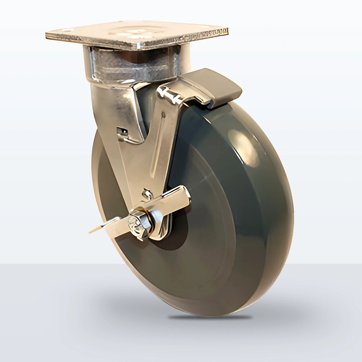 8" Premium Solid Polyurethane Caster, Top Plate, 1250 lb Capacity - Sealed Precision Ball Bearing