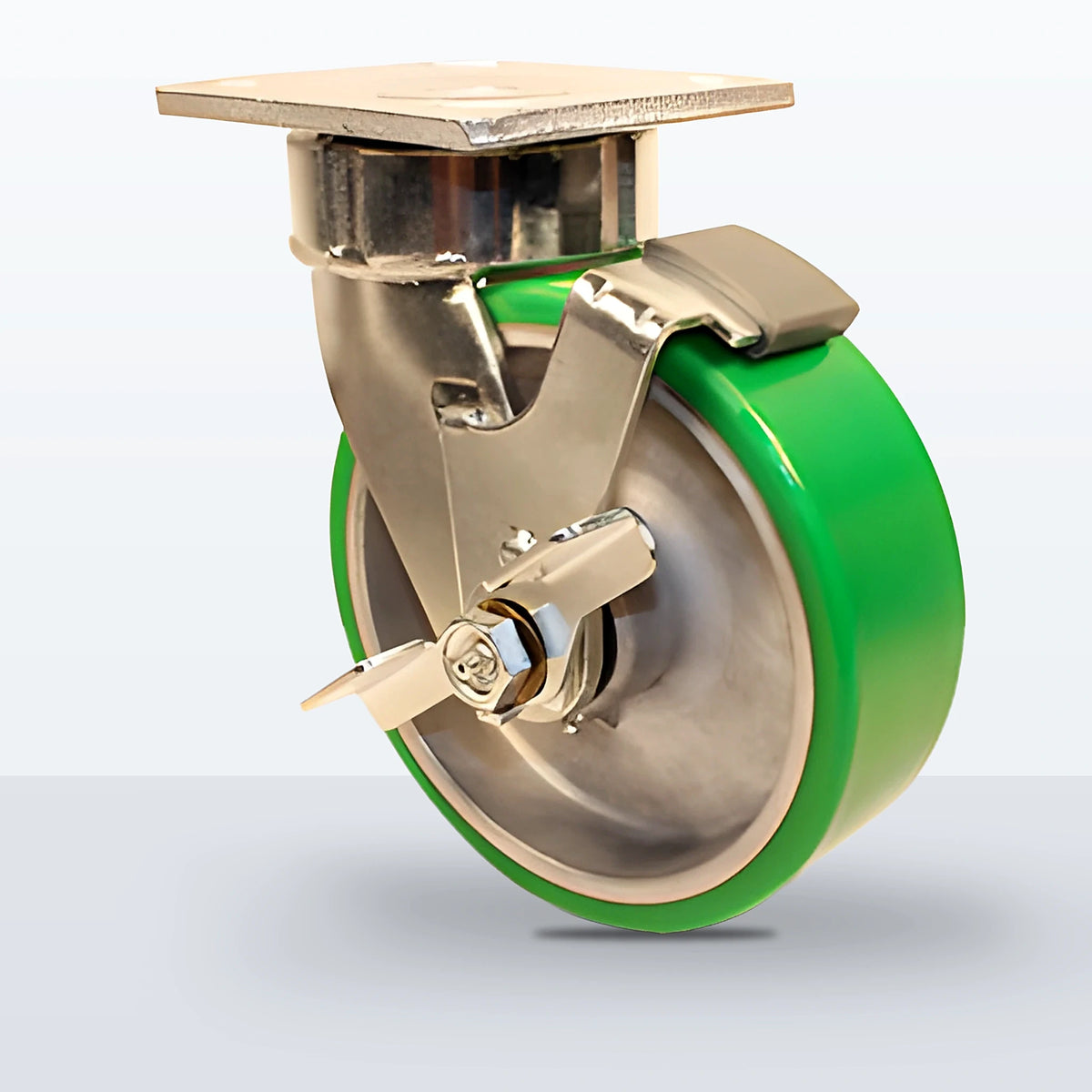 6" Polyurethane on Aluminum Caster, Top Plate, 1200 lb Capacity - Sealed Precision Ball Bearing