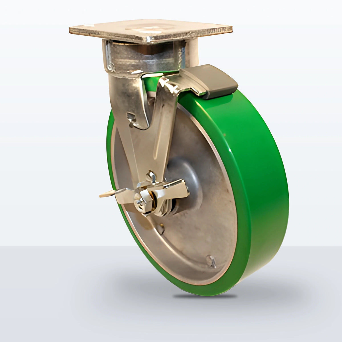 8" Polyurethane on Aluminum Caster, Top Plate, 1250 lb Capacity - Sealed Precision Ball Bearing
