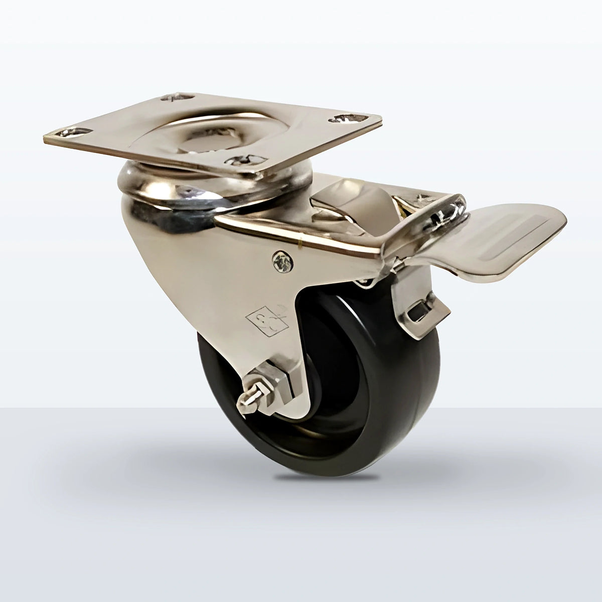 Stainless Steel 3" Polyolefin Caster, Top Plate, 250 lb Capacity - Plain, 2-3/8 X 3-5/8 Plate
