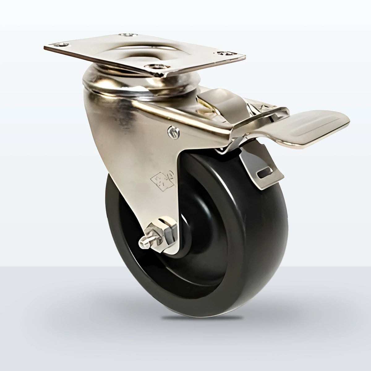 Stainless Steel 4" Polyolefin Caster, Top Plate, 300 lb Capacity - Plain, 2-3/8 X 3-5/8 Plate
