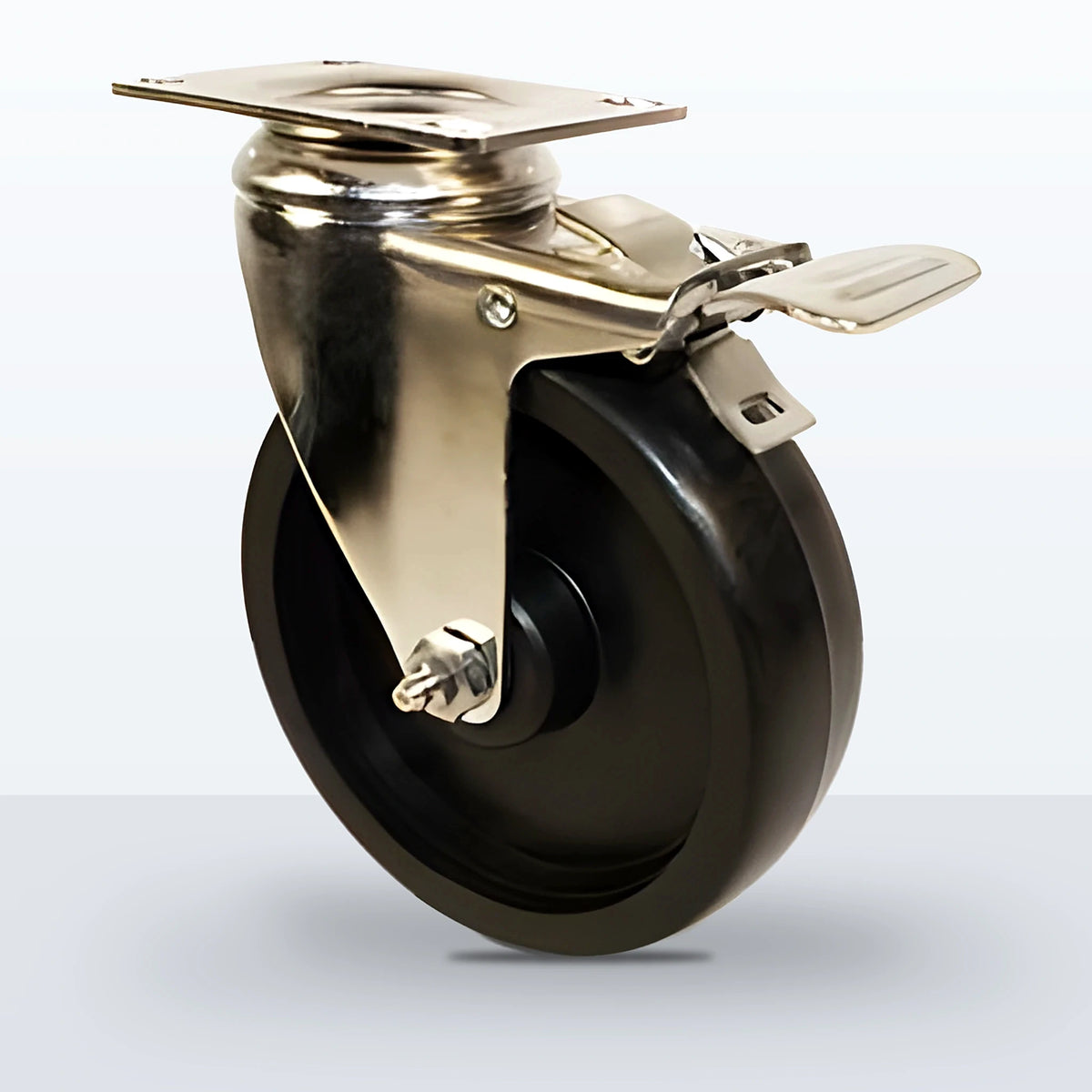 Stainless Steel 5" Polyolefin Caster, Top Plate, 350 lb Capacity - Plain, 2-3/8 X 3-5/8 Plate