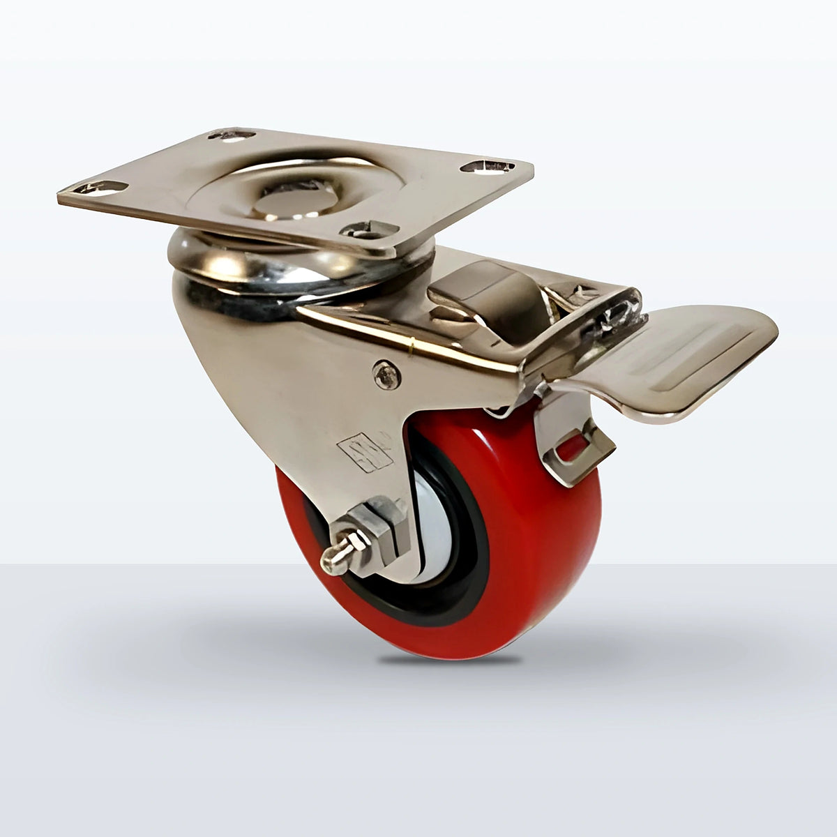 Stainless Steel 3" Polyurethane on Polypropylene Caster, Top Plate, 250 lb Capacity - Delrin with Delrin Spanner Bushing