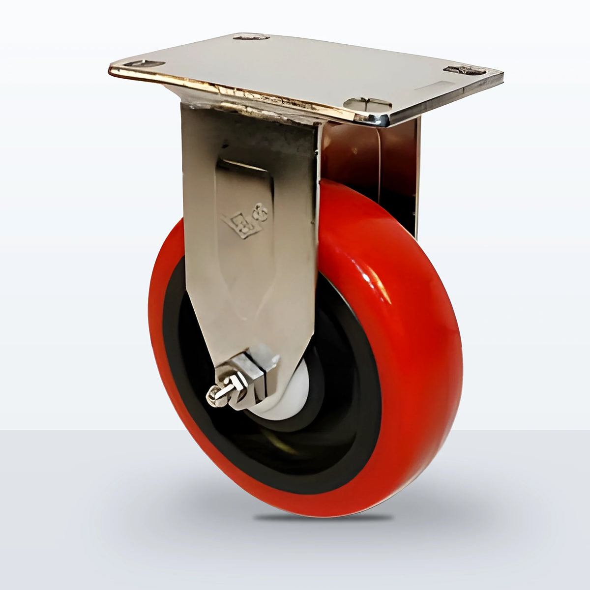 Stainless Steel 4" Polyurethane on Polypropylene Caster, Top Plate, 300 lb Capacity - Delrin with Delrin Spanner Bushing