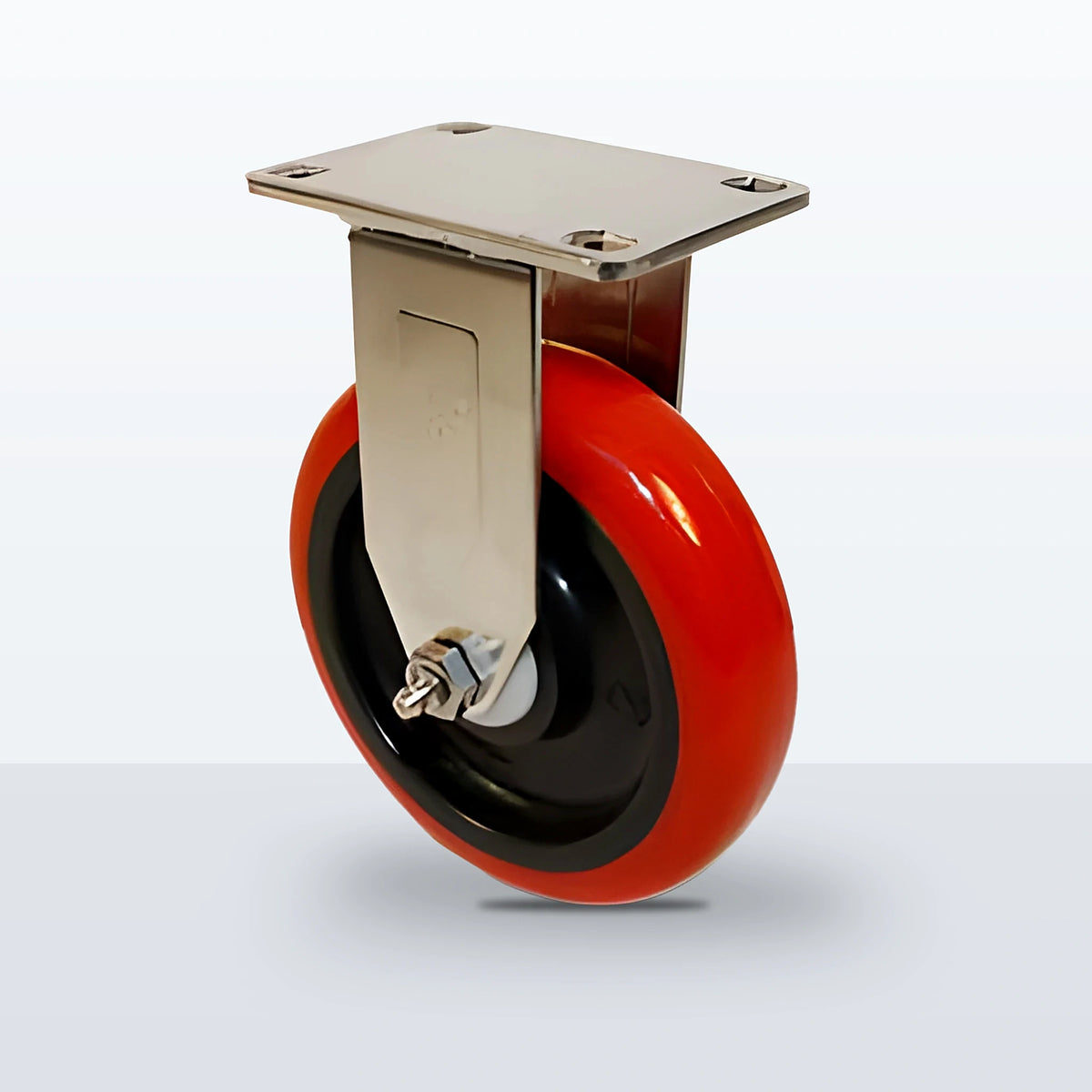 Stainless Steel 5" Polyurethane on Polypropylene Caster, Top Plate, 300 lb Capacity - Delrin with Delrin Spanner Bushing