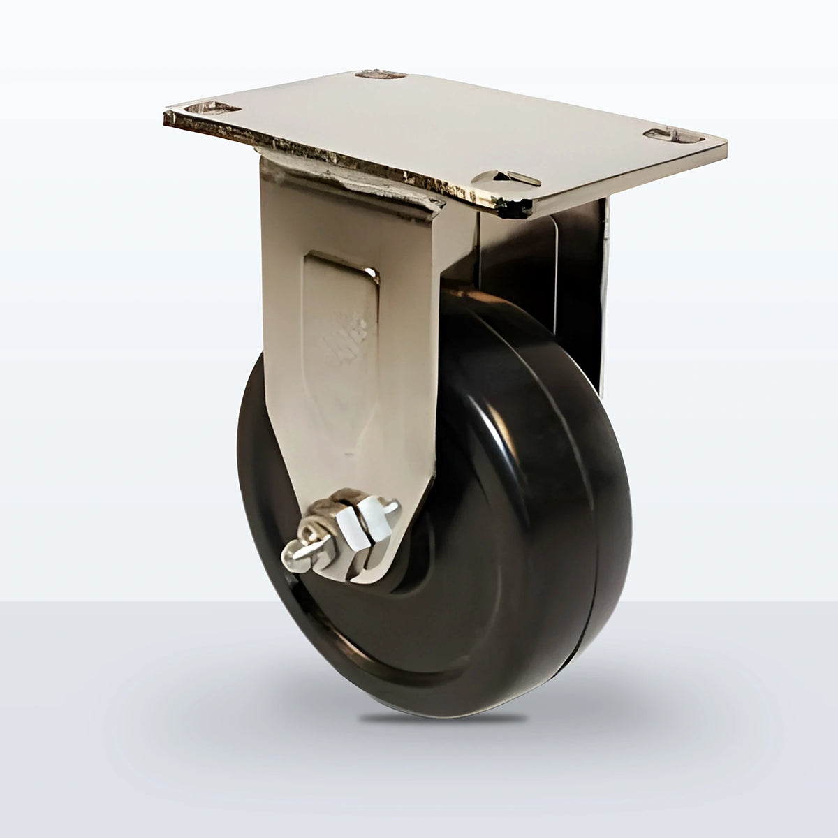 Stainless Steel 3-1/2" Soft Rubber Caster, Top Plate, 200 lb Capacity - Plain