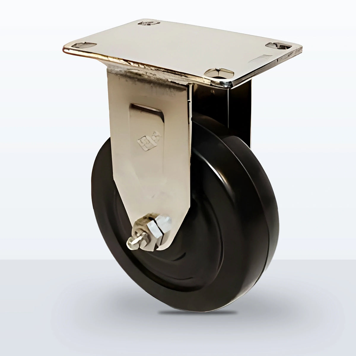Stainless Steel 4" Soft Rubber Caster, Top Plate, 220 lb Capacity - Plain, 2-3/8 X 3-5/8 Plate