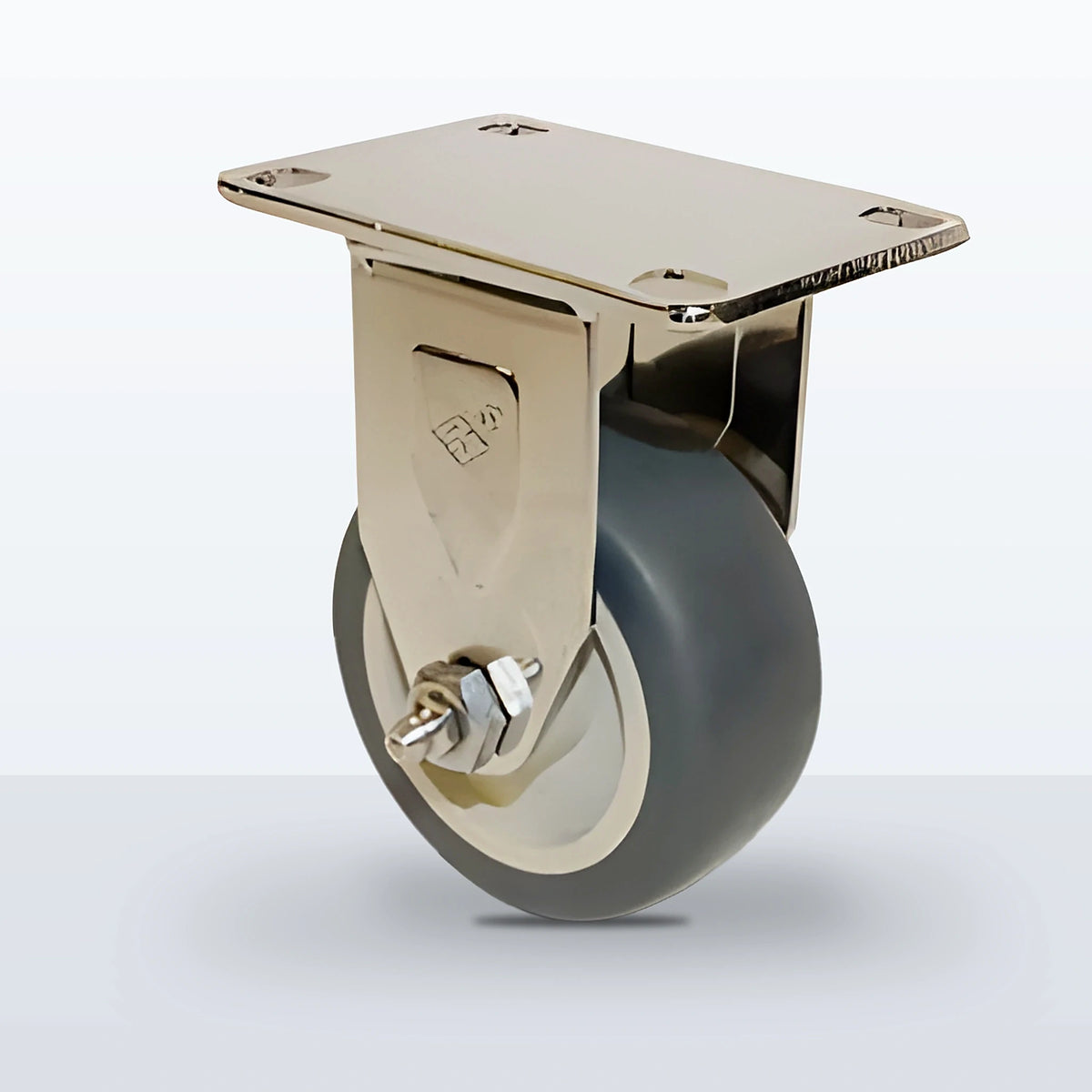 Stainless Steel 3" Thermoplastic Rubber on Polyolefin Caster, Top Plate, 210 lb Capacity - Plain with Stainless Steel Bushing