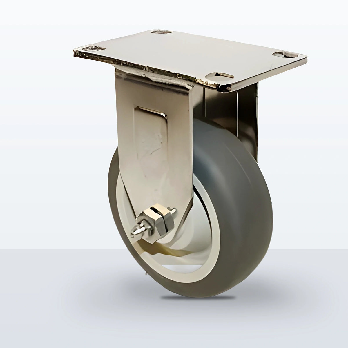 Stainless Steel 3-1/2" Thermoplastic Rubber on Polyolefin Caster, Top Plate, 230 lb Capacity - Plain with Stainless Steel Bushing