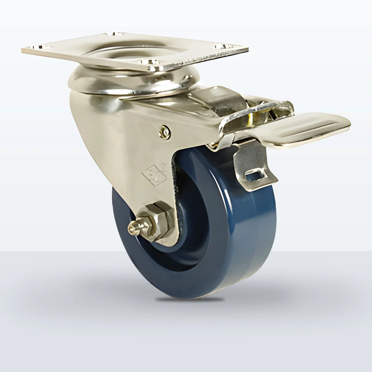 Stainless Steel 3" Solid Polyurethane Caster, Top Plate, 300 lb Capacity - Plain with Stainless Steel Bushing, 2-3/8 X 3-5/8 Plate
