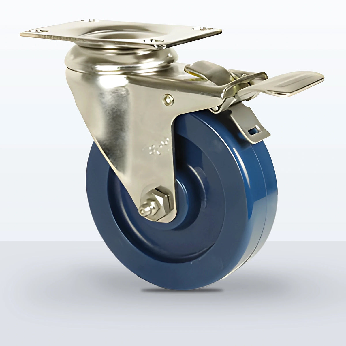 Stainless Steel 4" Solid Polyurethane Caster, Top Plate, 350 lb Capacity - Plain with Stainless Steel Bushing, 2-3/8 X 3-5/8 Plate