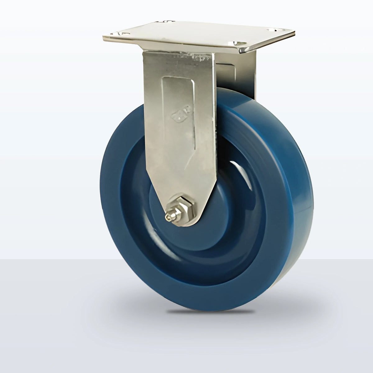 Stainless Steel 5" Solid Polyurethane Caster, Top Plate, 350 lb Capacity - Plain with Stainless Steel Bushing, 2-3/8 X 3-5/8 Plate