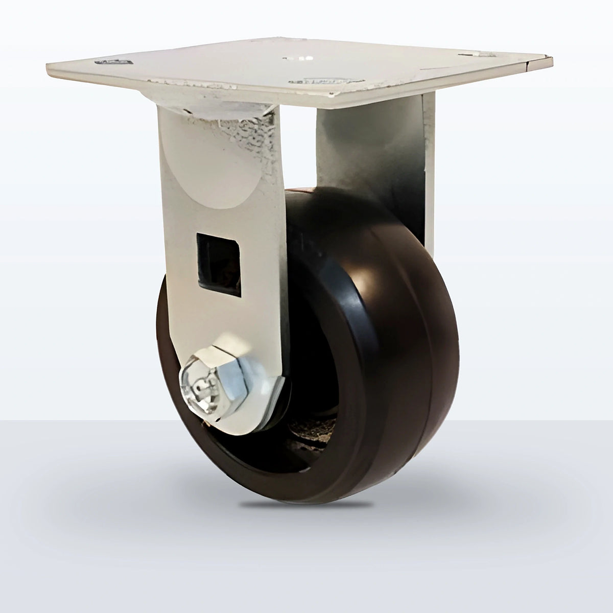 4" Rubber on Cast Iron Caster, Top Plate, 400 lb Capacity - Roller Bearing, 4 X 4-1/2 Plate, 5-5/8" Overall Height