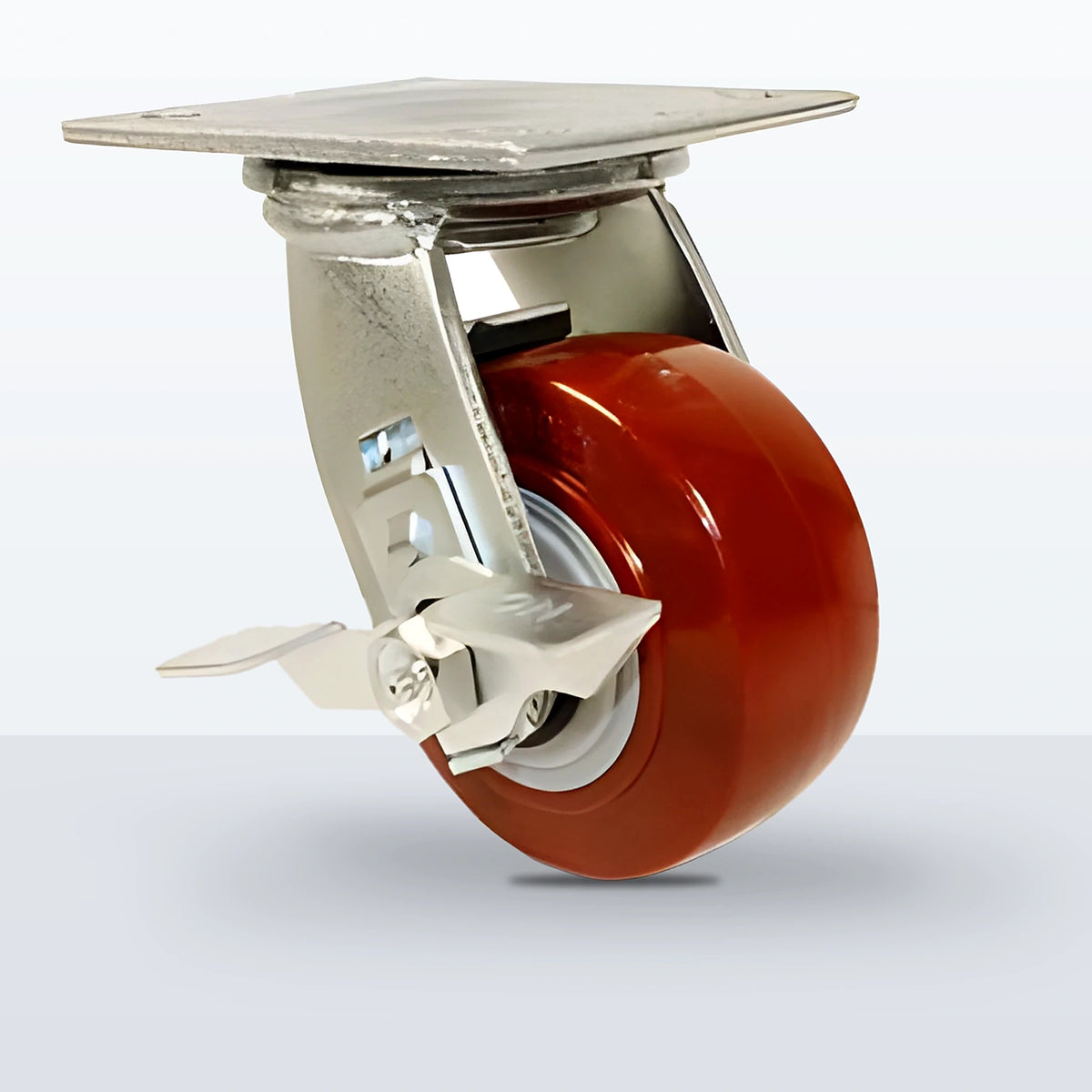 4" Polyurethane on Polypropylene Caster, Top Plate, 600 lb Capacity - Roller Bearing (10868)