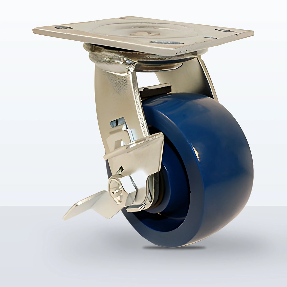 4" Solid Polyurethane Caster, Top Plate, 750 lb Capacity - Roller Bearing (10880)