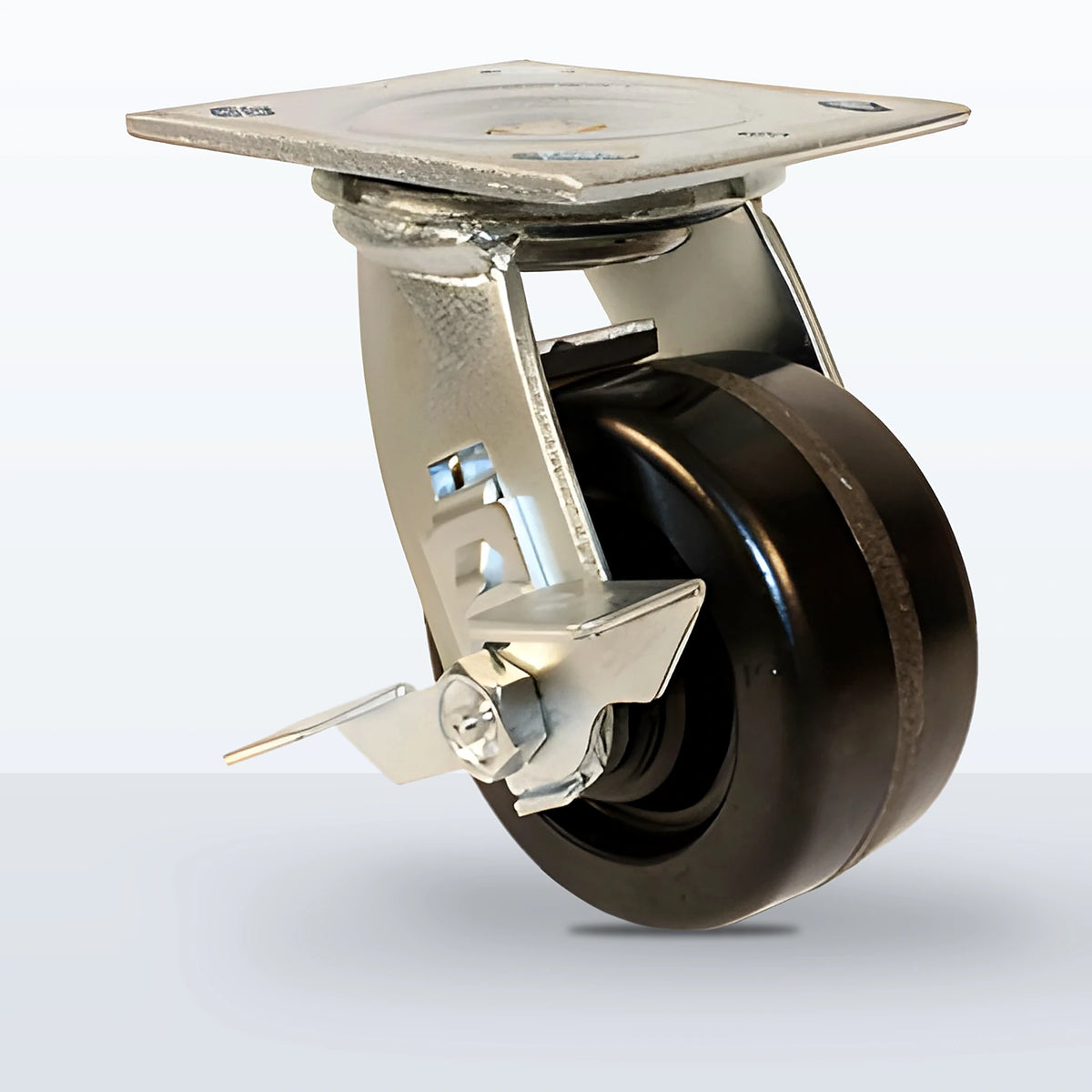4" Phenolic Caster, Top Plate, 800 lb Capacity - Roller Bearing, 4 X 4-1/2 Plate, 5-5/8" Overall Height