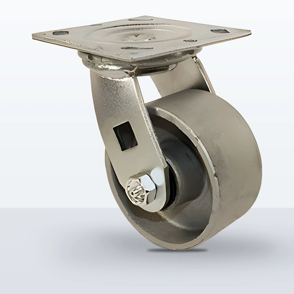 4" Cast Iron Caster, Top Plate, 800 lb Capacity - Roller Bearing, 4 X 4-1/2 Plate, 5-5/8" Overall Height