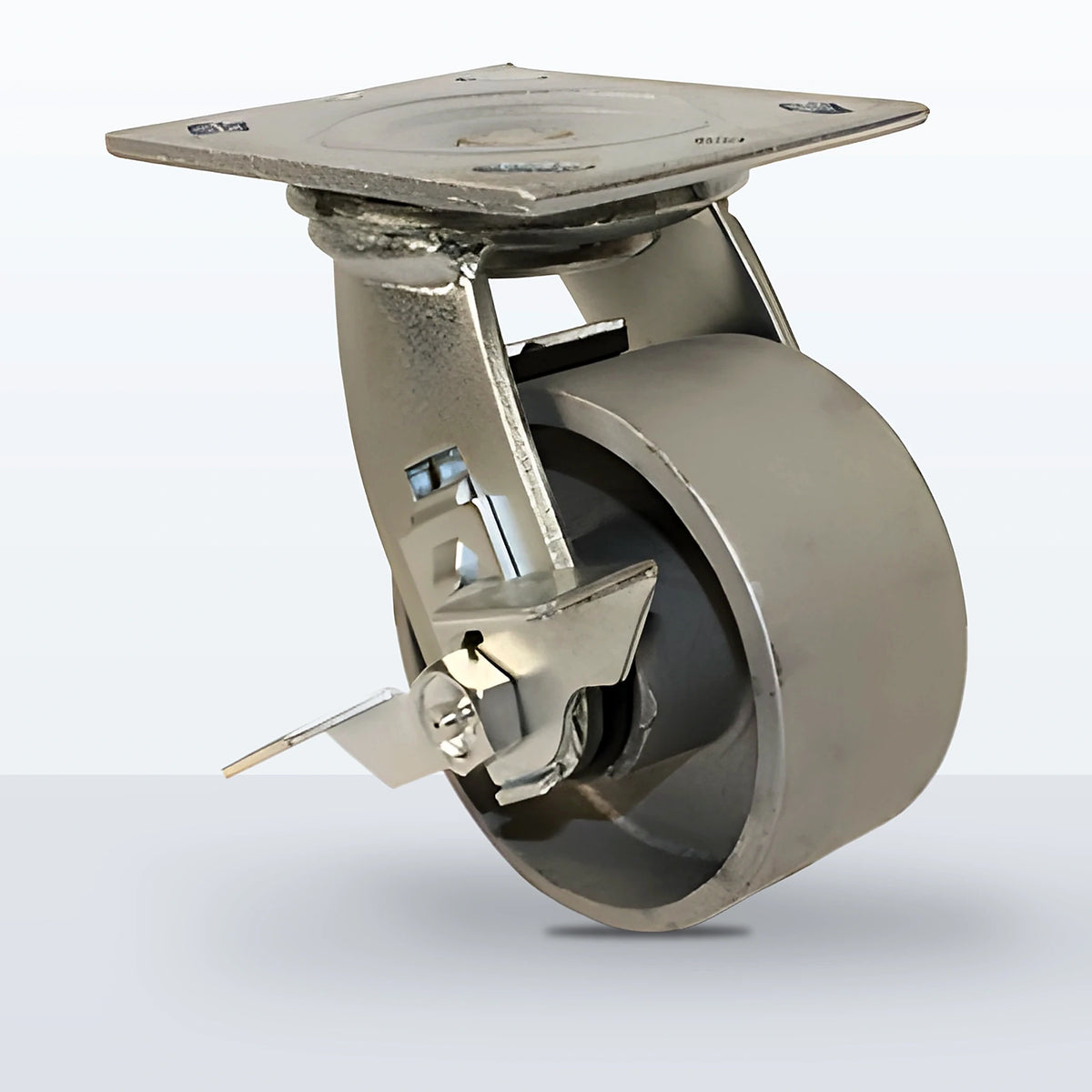 4" Cast Iron Caster, Top Plate, 800 lb Capacity - Roller Bearing, 4 X 4-1/2 Plate, 5-5/8" Overall Height