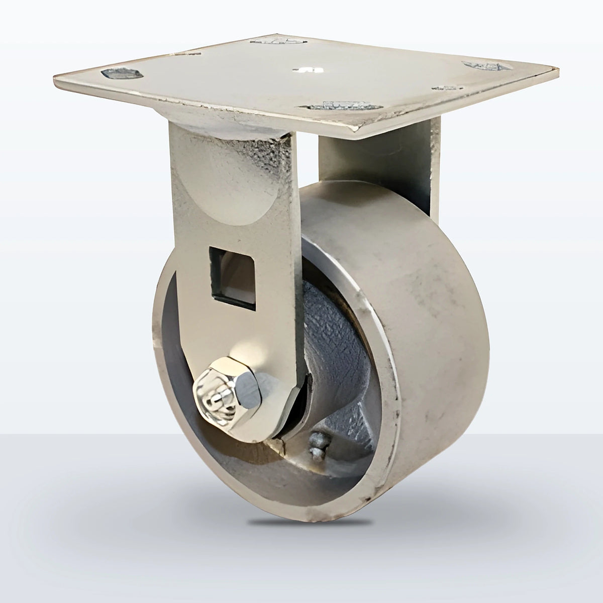 4" Cast Iron Caster, Top Plate, 800 lb Capacity - Roller Bearing, 4 X 4-1/2 Plate, 5-5/8" Overall Height