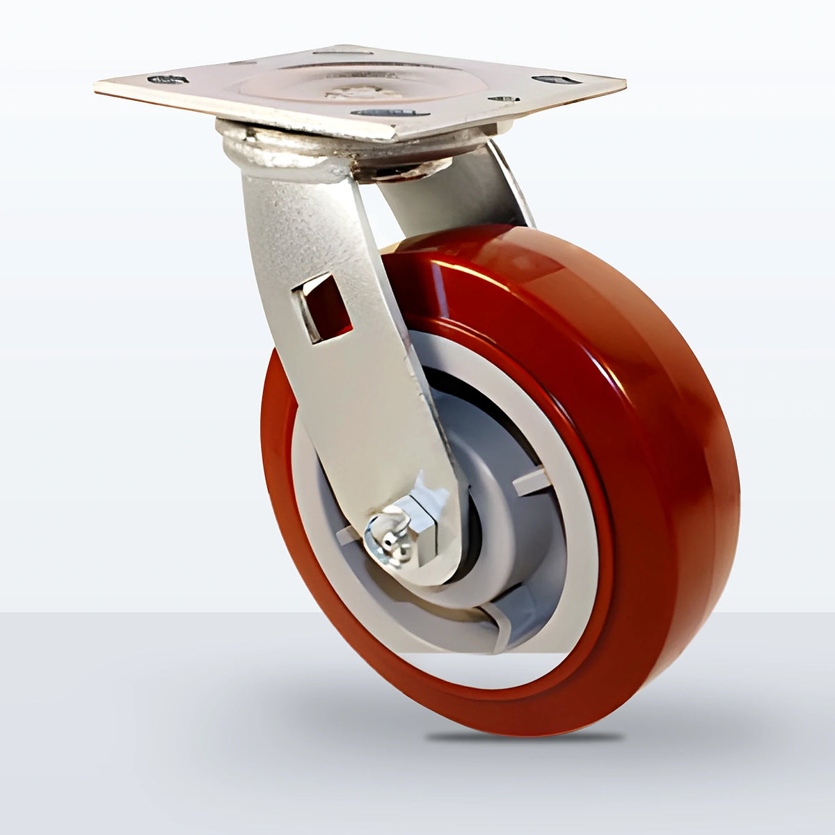 6" Polyurethane on Polypropylene Caster, Top Plate, 900 lb Capacity - Roller Bearing (10901)