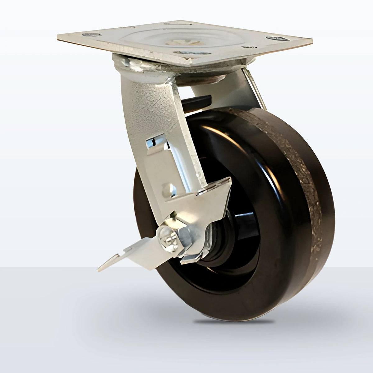 5" Phenolic Caster, Top Plate, 1000 lb Capacity - Roller Bearing, 4 X 4-1/2 Plate, 6-1/2" Overall Height