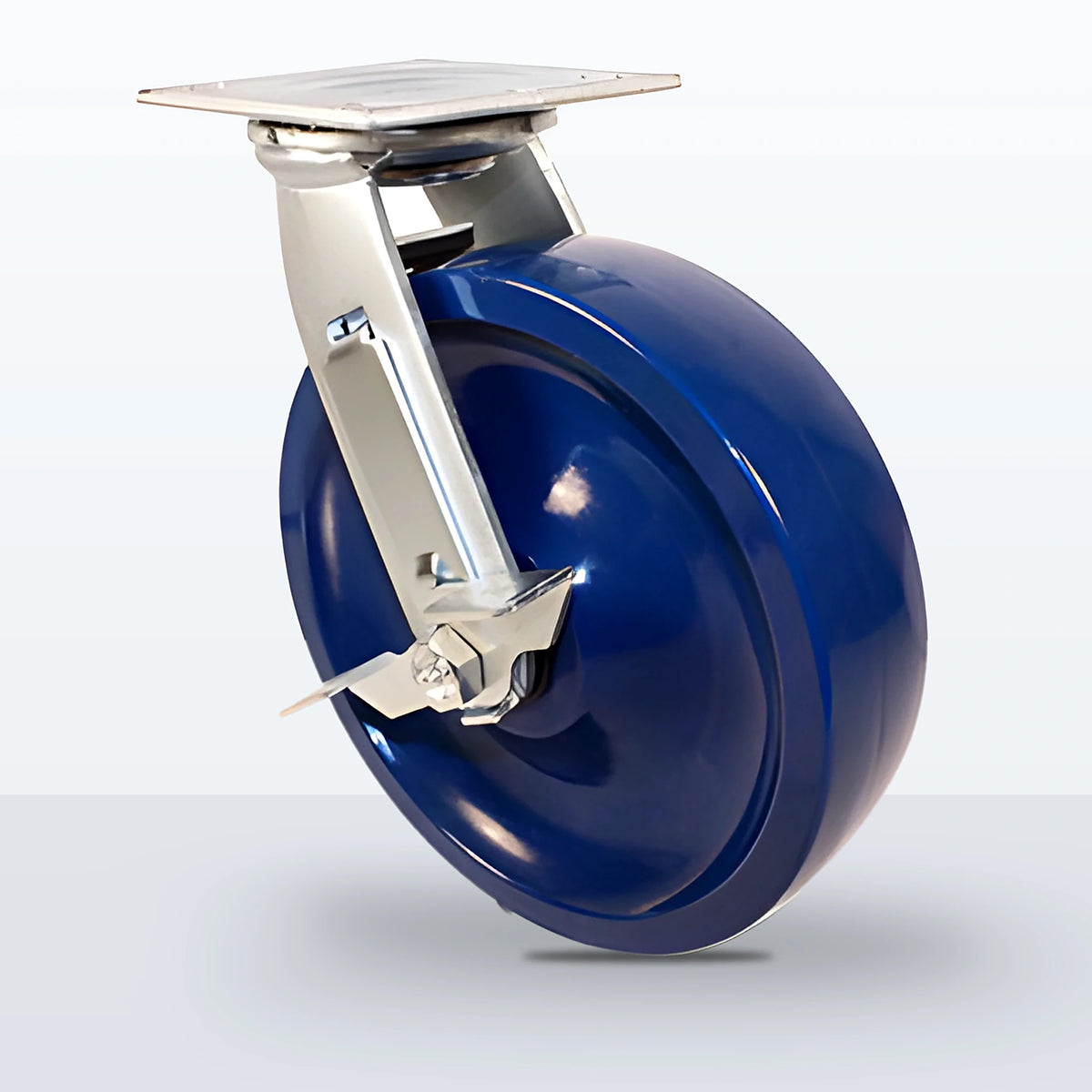 8" Solid Polyurethane Caster, Top Plate, 1000 lb Capacity - Roller Bearing, 4 X 4-1/2 Plate, 9-1/2" Overall Height