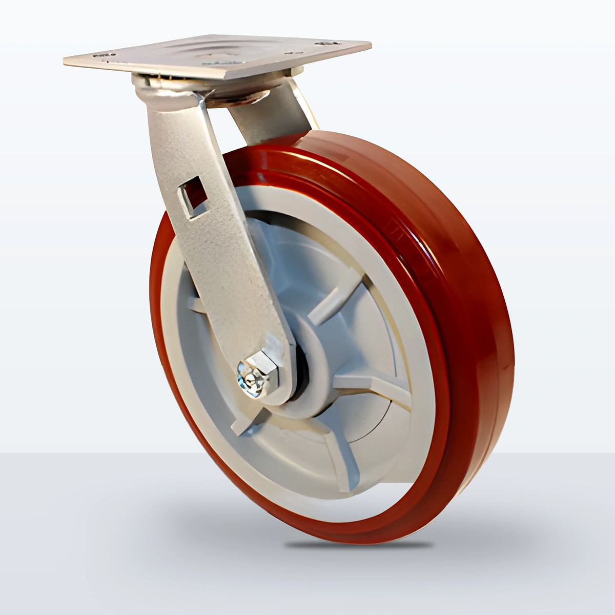 8" Polyurethane on Polypropylene Caster, Top Plate, 1000 lb Capacity - Roller Bearing, 4 X 4-1/2 Plate, 9-1/2" Overall Height