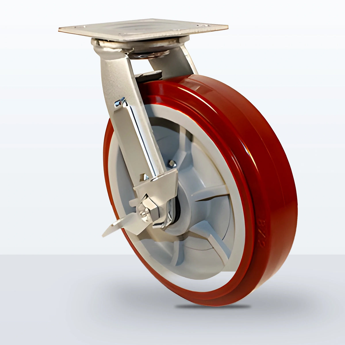 8" Polyurethane on Polypropylene Caster, Top Plate, 1000 lb Capacity - Roller Bearing, 4 X 4-1/2 Plate, 9-1/2" Overall Height
