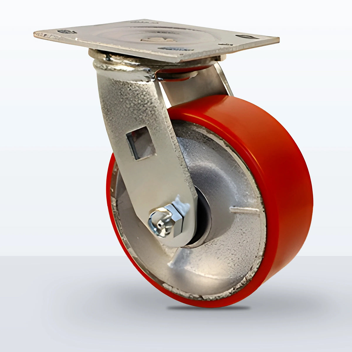 5" Polyurethane on Cast Iron Caster, Top Plate, 1100 lb Capacity - Roller Bearing, 4 X 4-1/2 Plate, 6-1/2" Overall Height