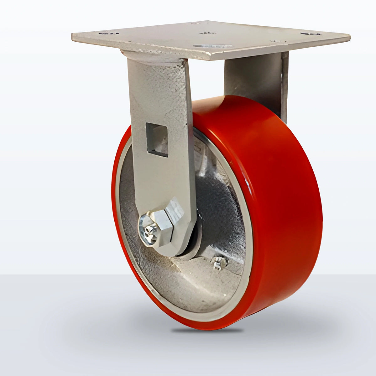 5" Polyurethane on Cast Iron Caster, Top Plate, 1100 lb Capacity - Roller Bearing, 4 X 4-1/2 Plate, 6-1/2" Overall Height