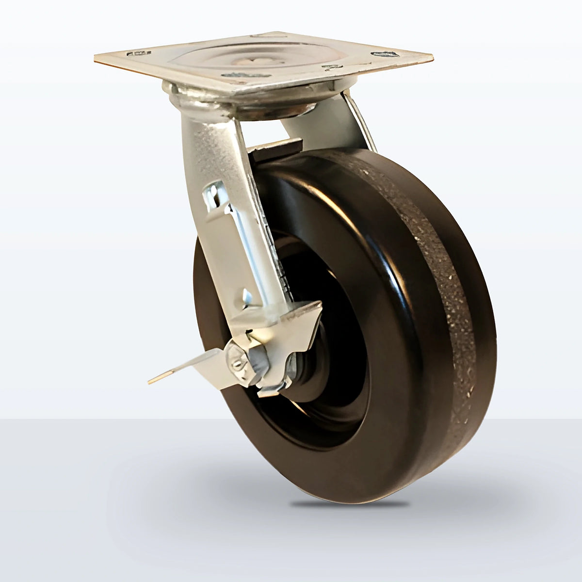 6" Phenolic Caster, Top Plate, 1200 lb Capacity - Roller Bearing, 4 X 4-1/2 Plate, 7-1/2" Overall Height