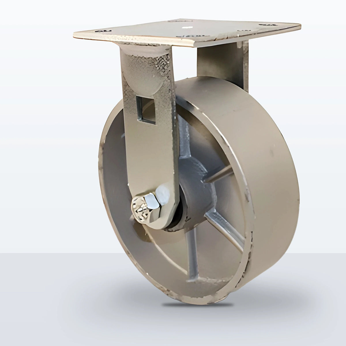 6" Cast Iron Caster, Top Plate, 1200 lb Capacity - Roller Bearing, 4 X 4-1/2 Plate, 7-1/2" Overall Height