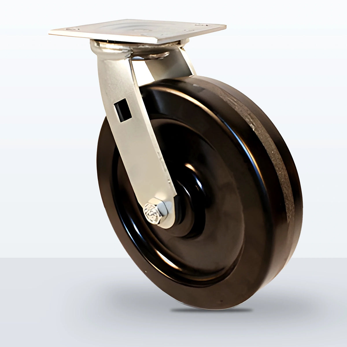 8" Phenolic Caster, Top Plate, 1250 lb Capacity - Roller Bearing, 4 X 4-1/2 Plate, 9-1/2" Overall Height