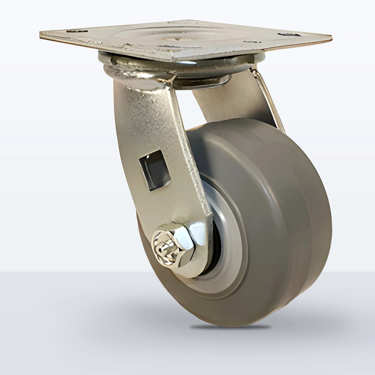 4" Thermoplastic Rubber Caster, Top Plate, 350 lb Capacity - Roller Bearing (10946)