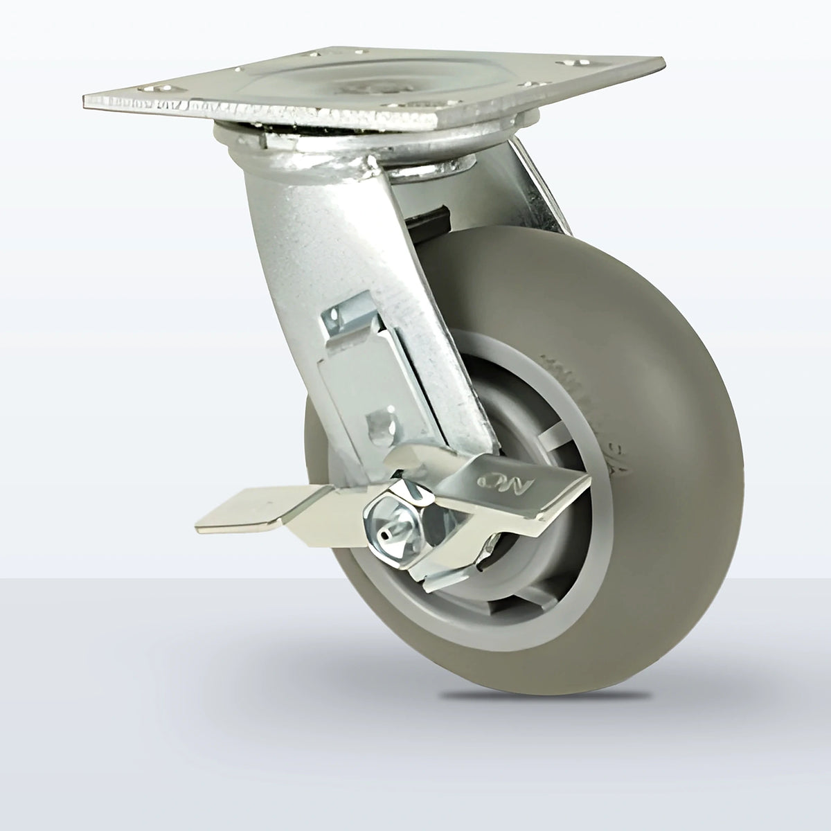 5" Thermoplastic Rubber Caster, Top Plate, 350 lb Capacity - Roller Bearing (10961)