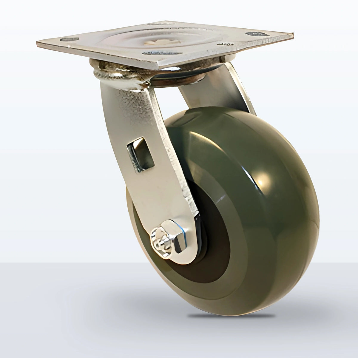 5" Premium Solid Polyurethane Caster, Top Plate, 1250 lb Capacity - Roller Bearing, 4 X 4-1/2 Plate