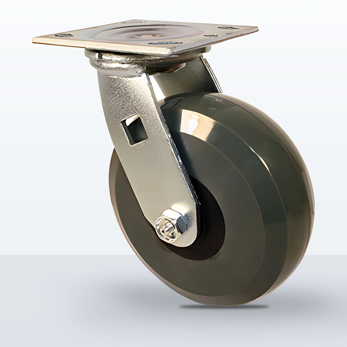 6" Premium Solid Polyurethane Caster, Top Plate, 1250 lb Capacity - Roller Bearing, 4 X 4-1/2 Plate