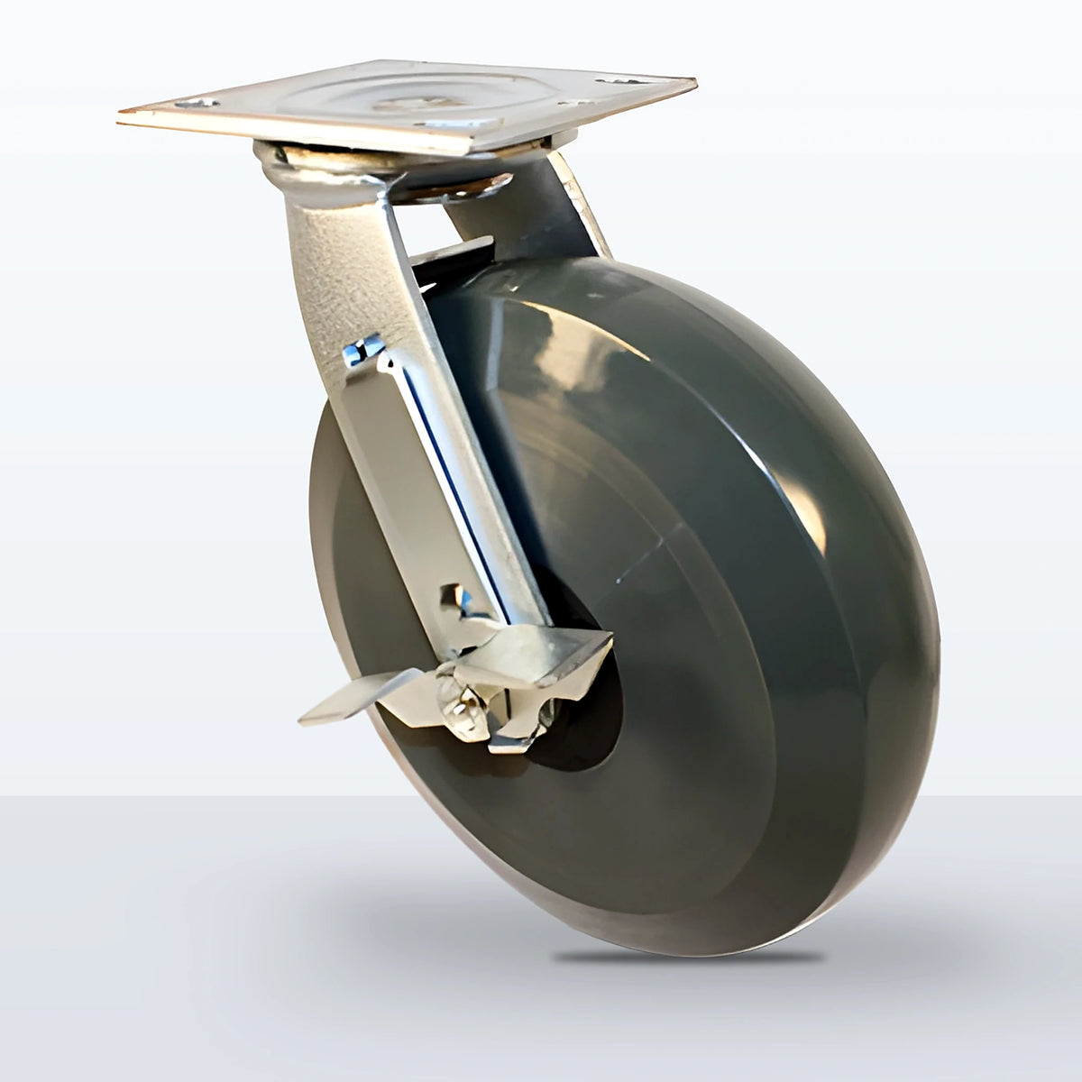 8" Premium Solid Polyurethane Caster, Top Plate, 1250 lb Capacity - Roller Bearing, 4 X 4-1/2 Plate