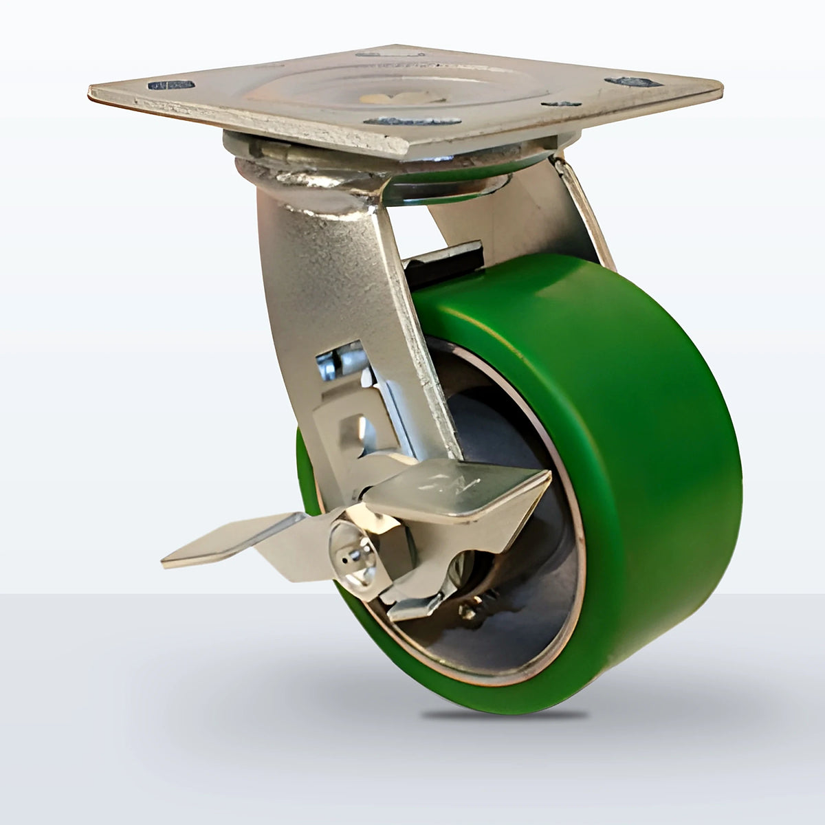 4" Polyurethane on Aluminum Caster, Top Plate, 800 lb Capacity - Roller Bearing, 4 X 4-1/2 Plate, 5-5/8" Overall Height